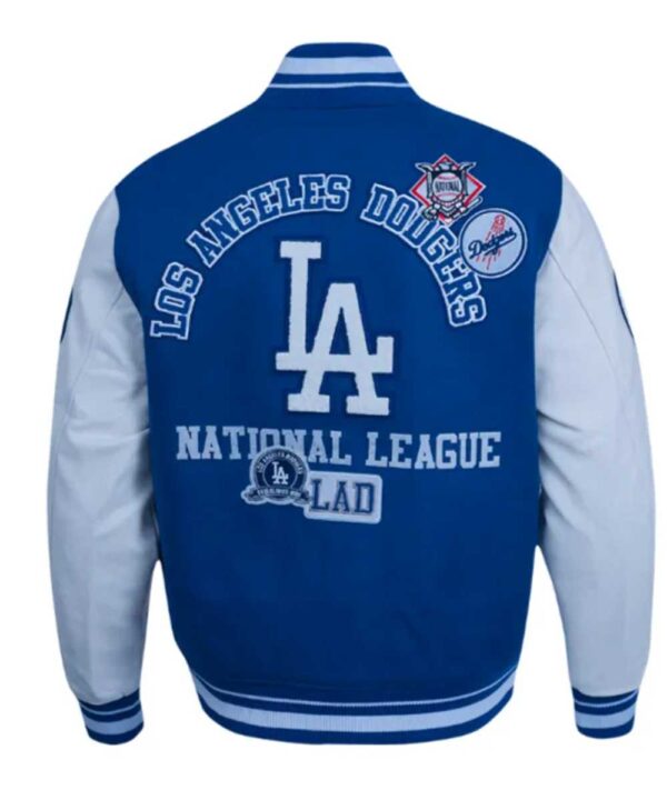 LA Dodgers Area Code Classic Rib Varsity Jacket - Forever Jackets