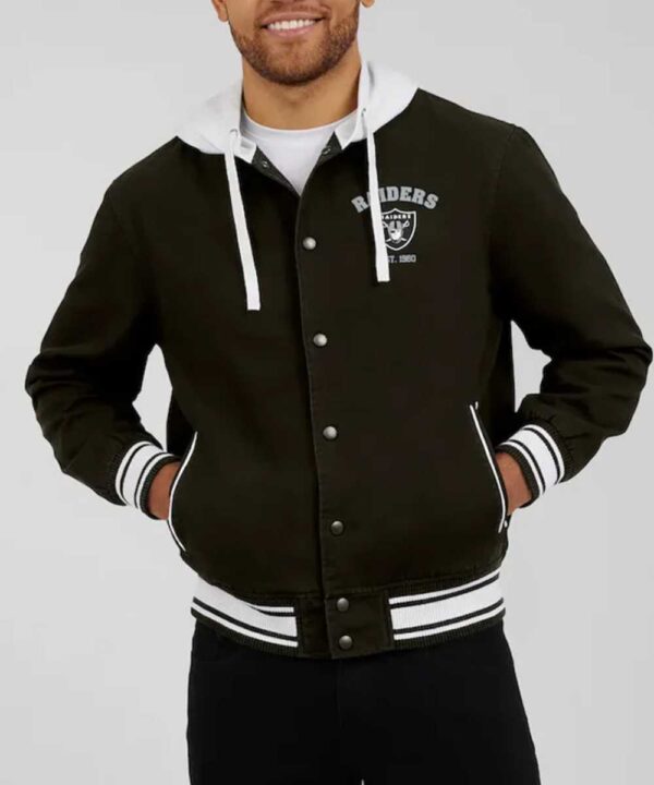 Las Vegas Raiders Black Cotton Hooded Jacket - Forever Jackets