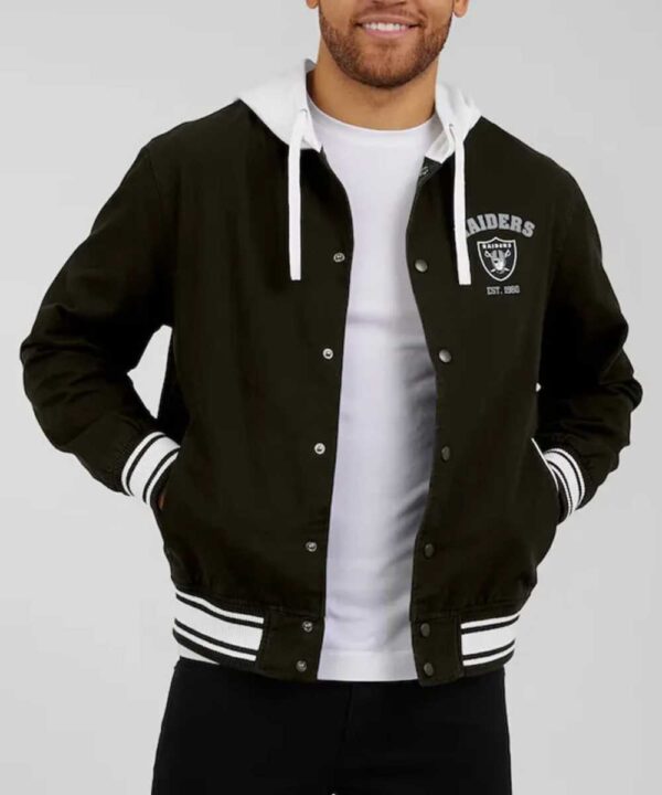 Las Vegas Raiders Black Cotton Hooded Jacket - Forever Jackets