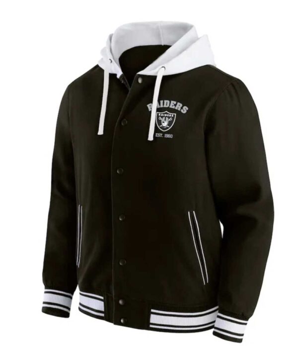 Las Vegas Raiders Black Cotton Hooded Jacket - Forever Jackets