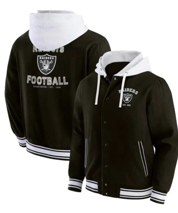 Las Vegas Raiders Black Cotton Hooded Jacket - Forever Jackets