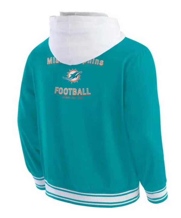Miami Dolphins Aqua Cotton Hooded Jacket - Forever Jackets