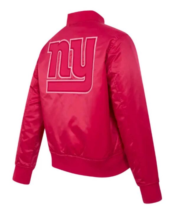 NY Giants Triple Pink Satin Jacket - Forever Jackets