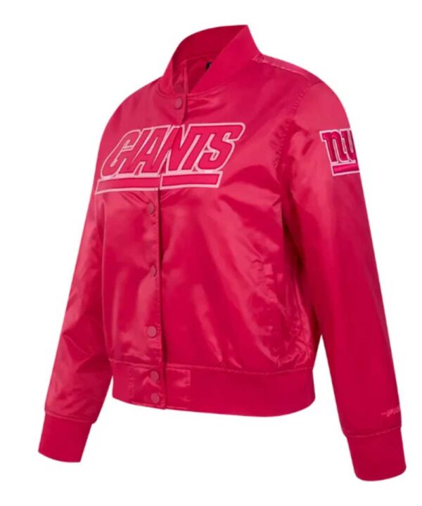 NY Giants Triple Pink Satin Jacket - Forever Jackets