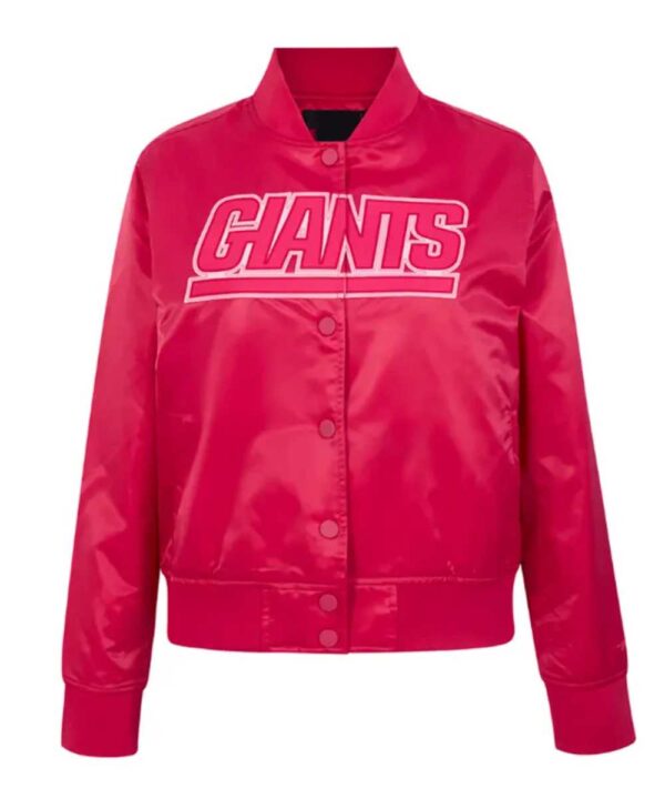 NY Giants Triple Pink Satin Jacket - Forever Jackets
