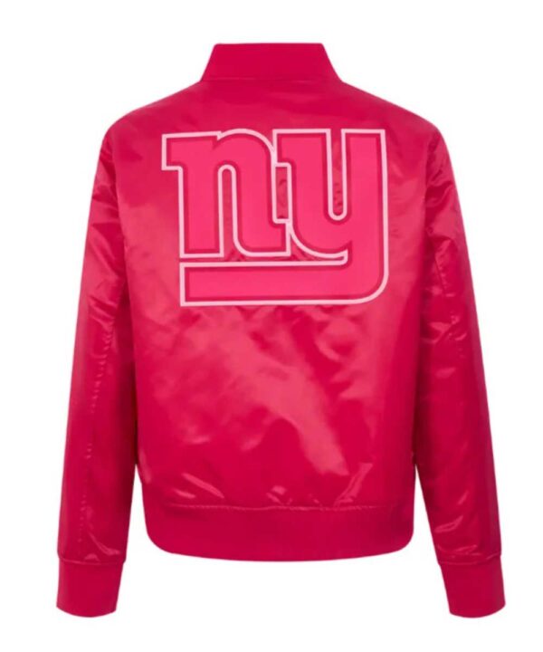 NY Giants Triple Pink Satin Jacket - Forever Jackets