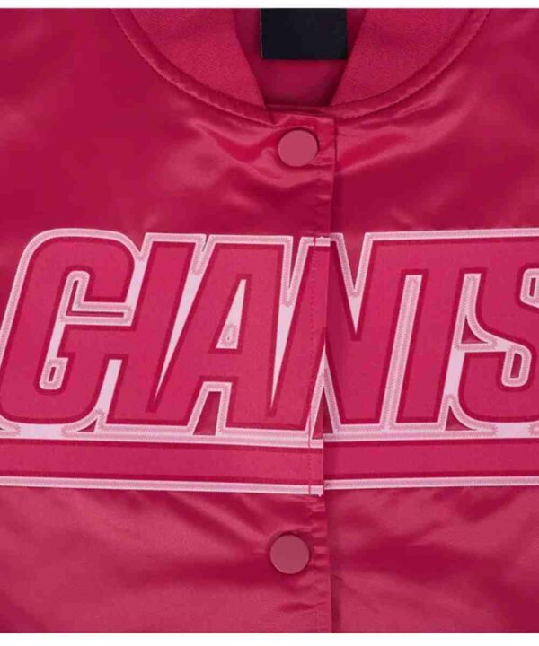 NY Giants Triple Pink Satin Jacket - Forever Jackets