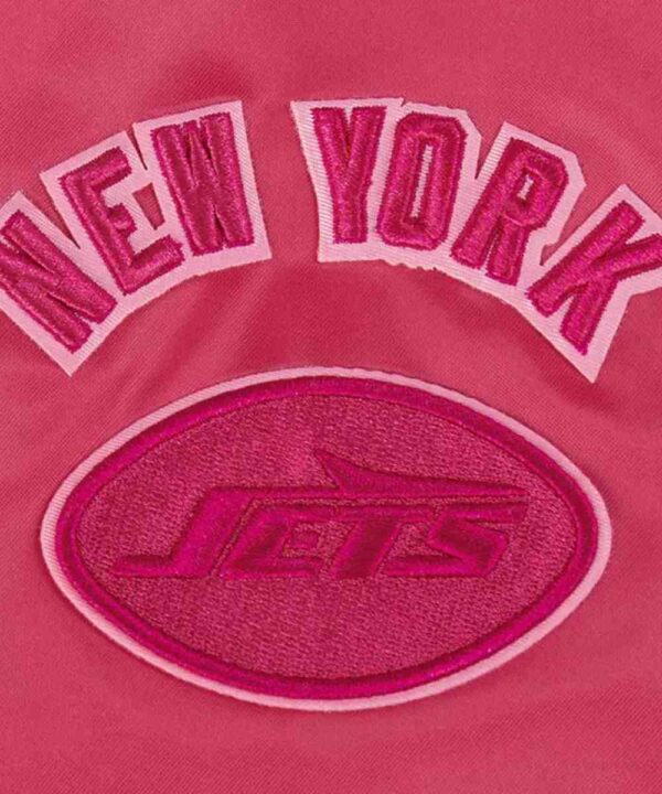 NY Jets Triple Pink Satin Jacket - Forever Jackets