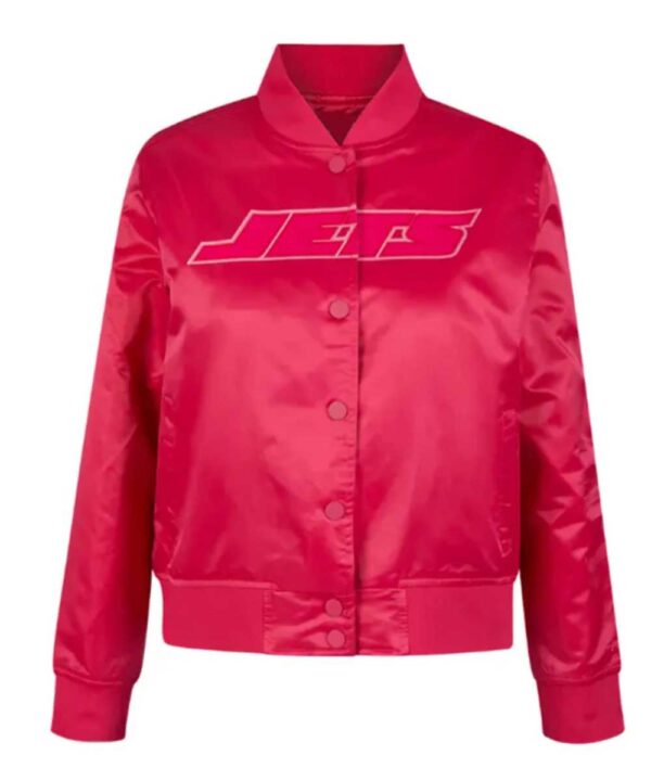 NY Jets Triple Pink Satin Jacket - Forever Jackets