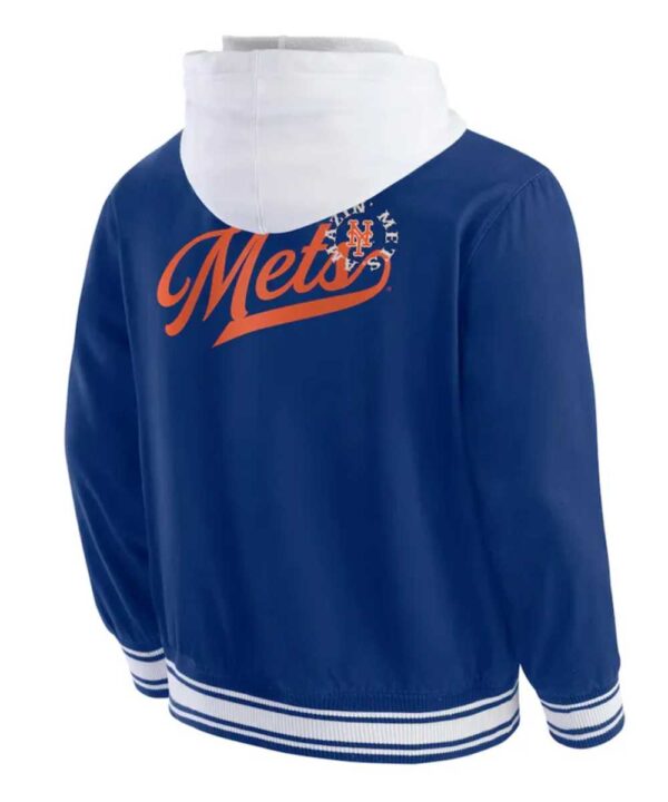 NY Mets Royal Cotton Hooded Jacket - Forever Jackets