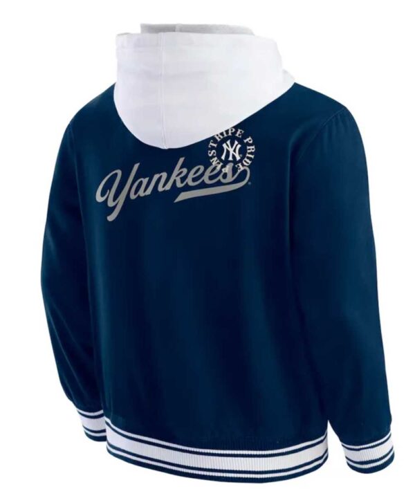New York Yankees Navy Cotton Hooded Jacket - Forever Jackets