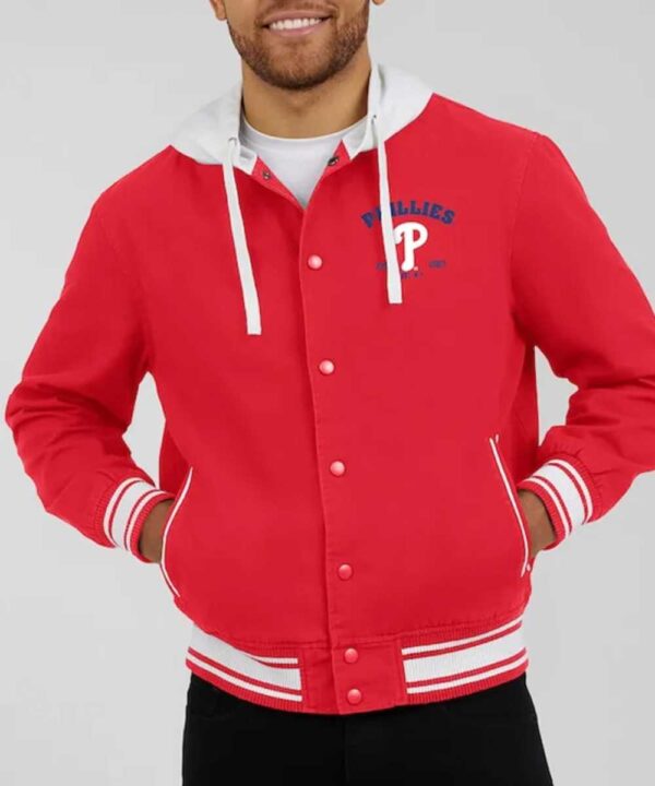 Philadelphia Phillies Red Cotton Hooded Jacket - Forever Jackets