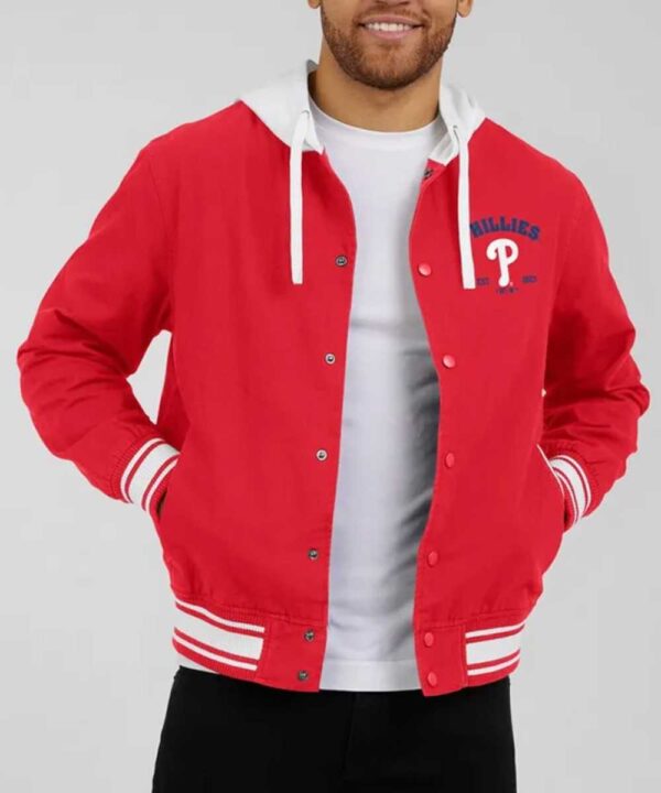 Philadelphia Phillies Red Cotton Hooded Jacket - Forever Jackets