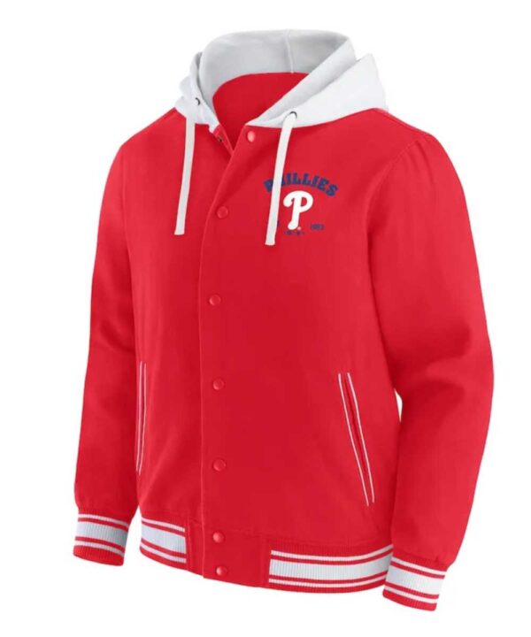 Philadelphia Phillies Red Cotton Hooded Jacket - Forever Jackets