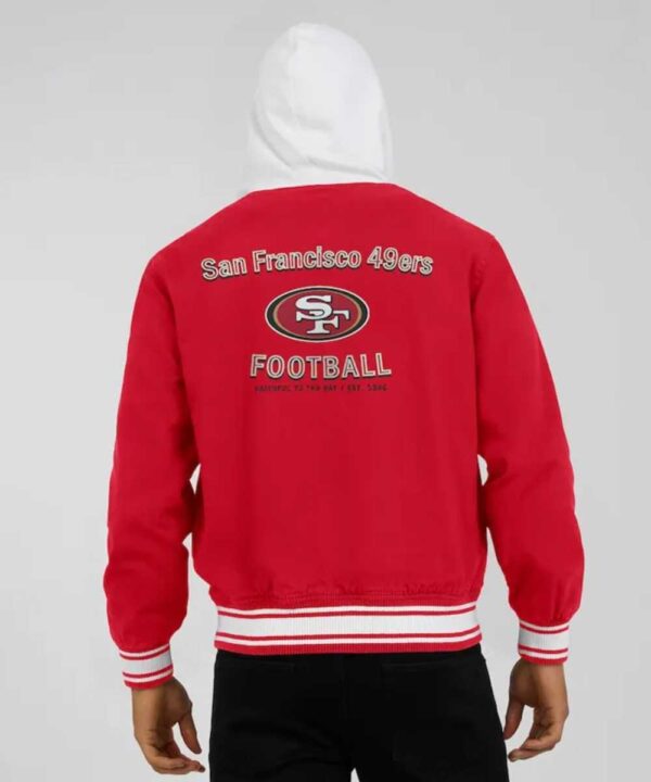 San Francisco 49ers Scarlet Cotton Hooded Jacket - Forever Jackets