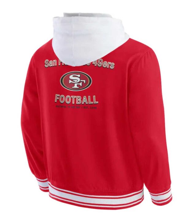 San Francisco 49ers Scarlet Cotton Hooded Jacket - Forever Jackets