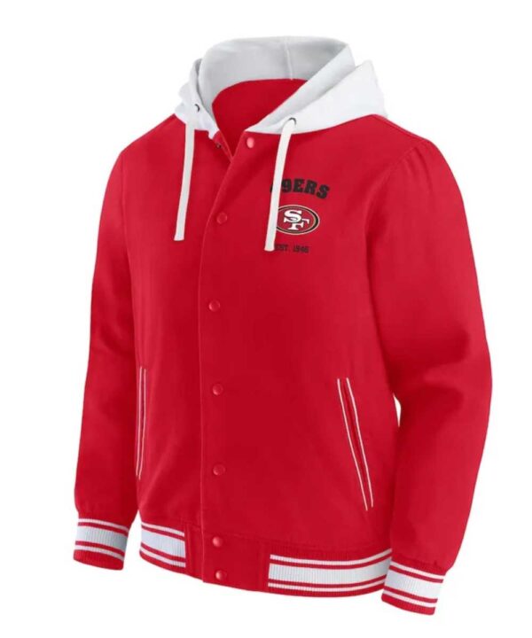 San Francisco 49ers Scarlet Cotton Hooded Jacket - Forever Jackets