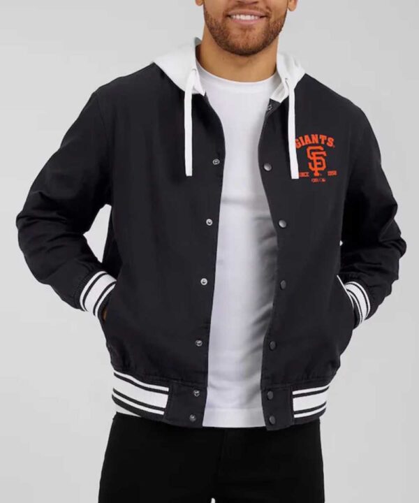 San Francisco Giants Black Cotton Hooded Jacket - Forever Jackets