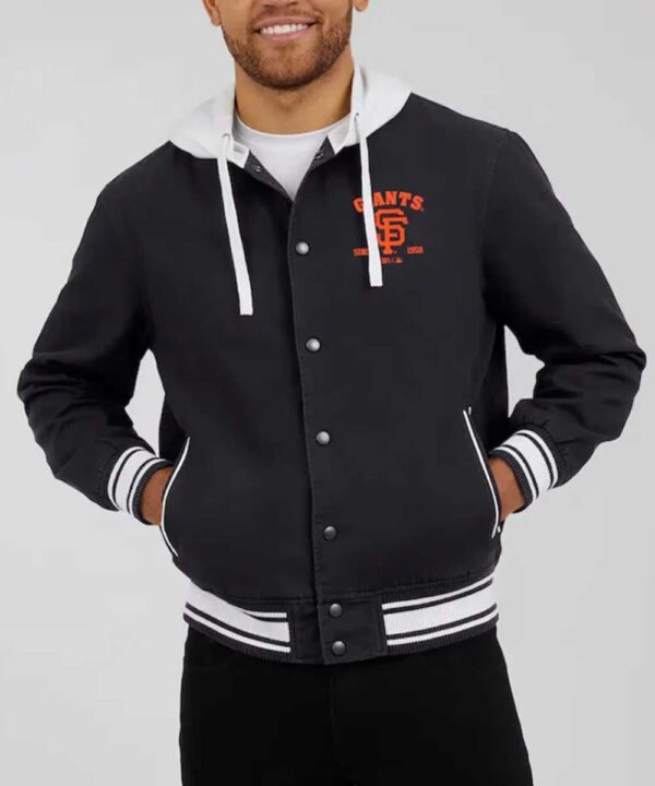 San Francisco Giants Black Cotton Hooded Jacket - Forever Jackets