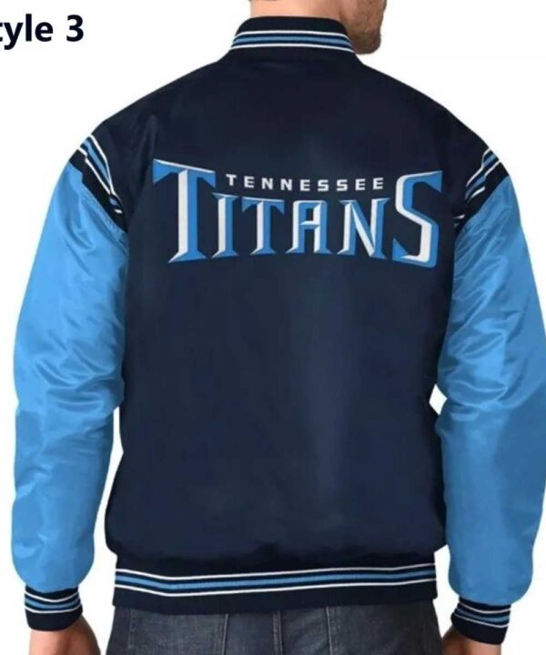 Striped Tennessee Titans Navy Blue Satin Jacket - Forever Jackets