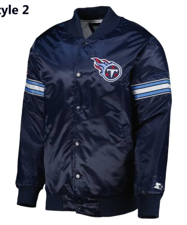 Striped Tennessee Titans Navy Blue Satin Jacket - Forever Jackets