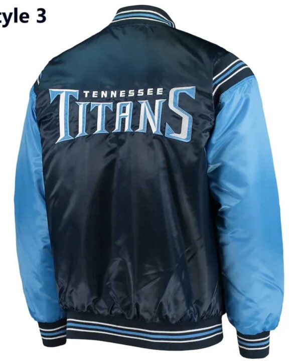 Striped Tennessee Titans Navy Blue Satin Jacket - Forever Jackets