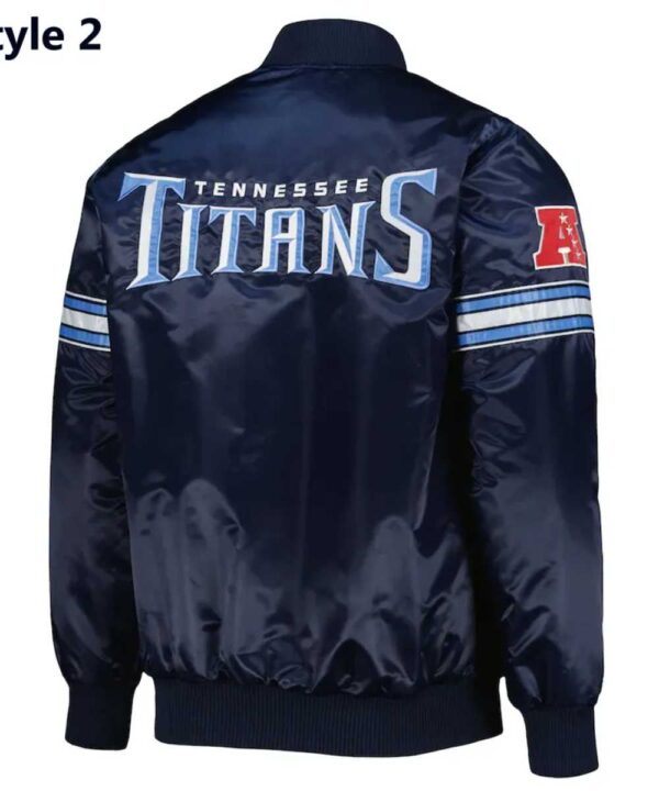 Striped Tennessee Titans Navy Blue Satin Jacket - Forever Jackets
