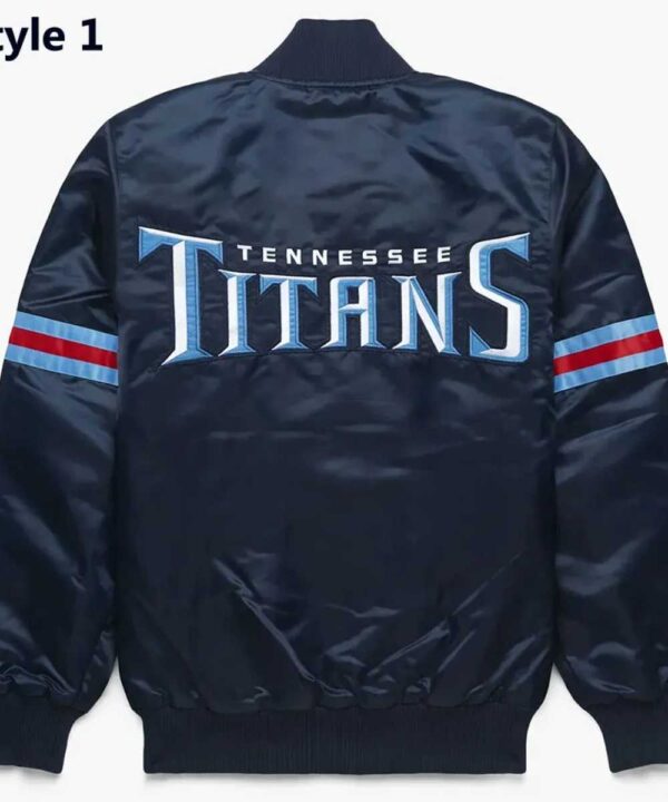 Striped Tennessee Titans Navy Blue Satin Jacket - Forever Jackets