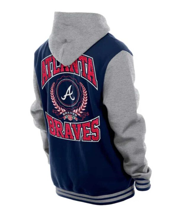 Throwback Prep Atlanta Braves Navy Hoodie Jacket - Forever Jackets