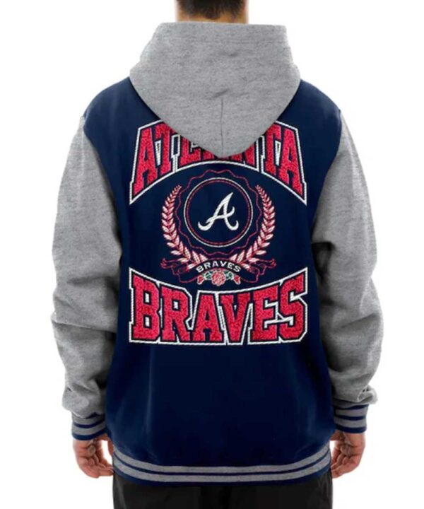 Throwback Prep Atlanta Braves Navy Hoodie Jacket - Forever Jackets
