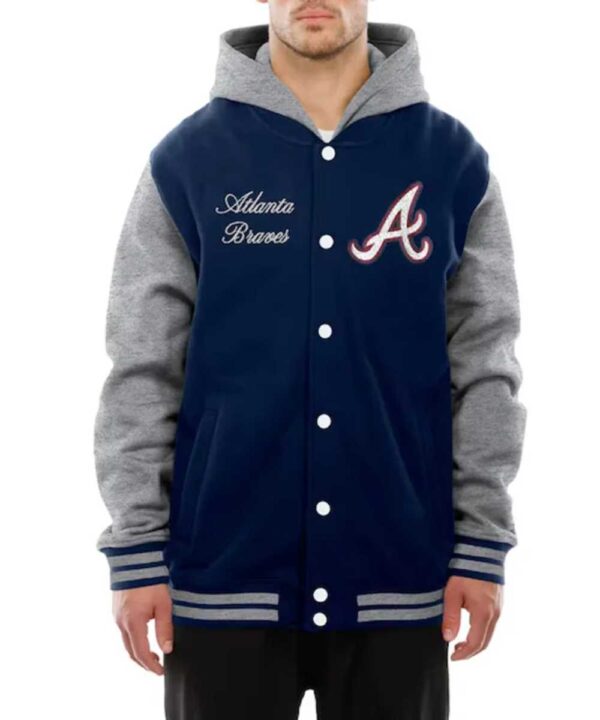 Throwback Prep Atlanta Braves Navy Hoodie Jacket - Forever Jackets