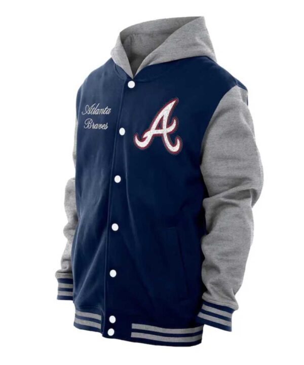Throwback Prep Atlanta Braves Navy Hoodie Jacket - Forever Jackets