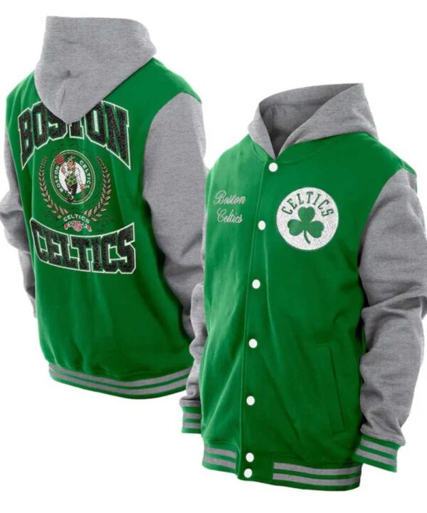 Throwback Prep Boston Celtics Kelly Green Hoodie Jacket - Forever Jackets