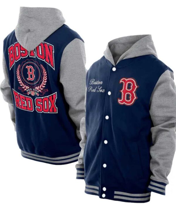Throwback Prep Boston Red Sox Navy Hoodie Jacket - Forever Jackets