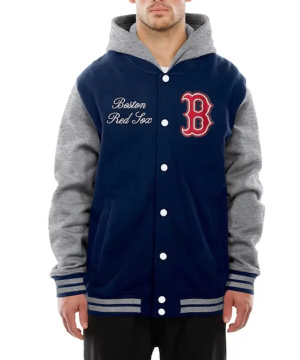 Throwback Prep Boston Red Sox Navy Hoodie Jacket - Forever Jackets