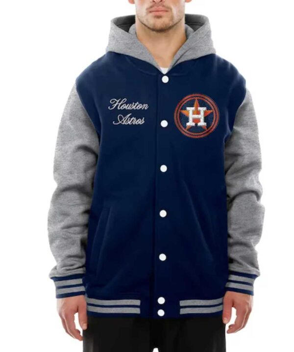 Throwback Prep Houston Astros Navy Hoodie Jacket - Forever Jackets