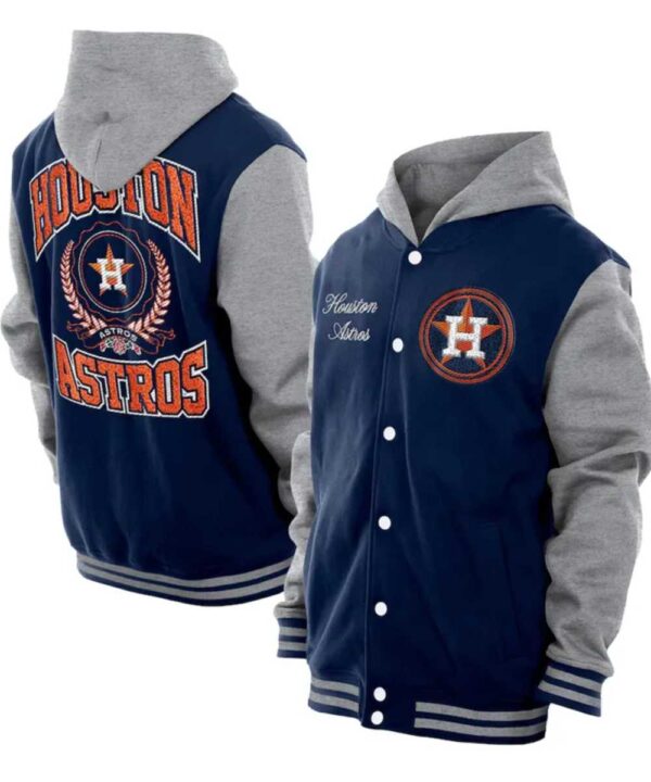 Throwback Prep Houston Astros Navy Hoodie Jacket - Forever Jackets