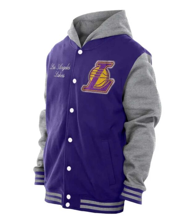 Throwback Prep LA Lakers Purple Hoodie Jacket - Forever Jackets
