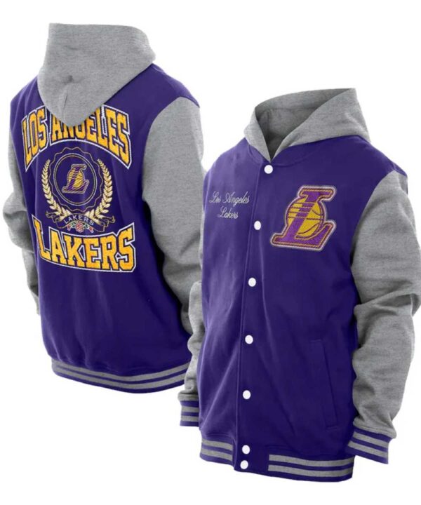 Throwback Prep LA Lakers Purple Hoodie Jacket - Forever Jackets