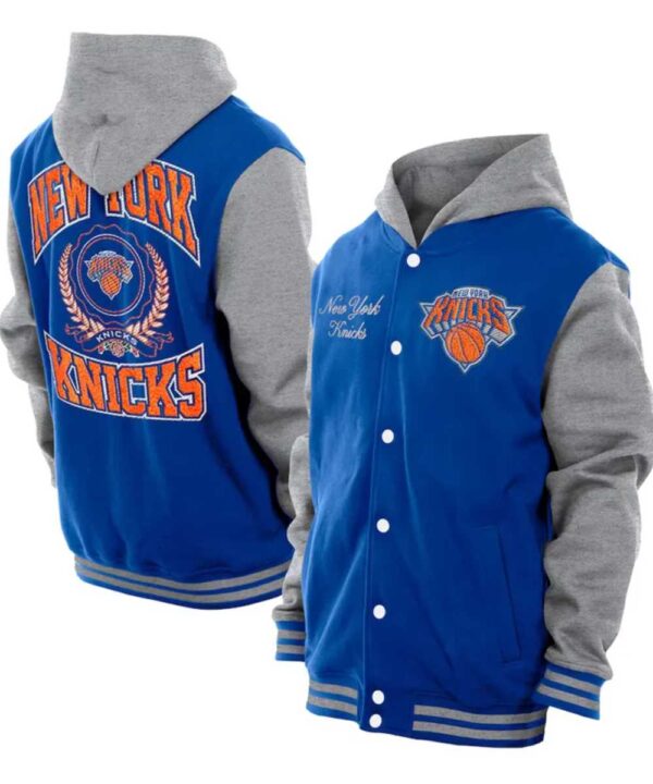 Throwback Prep NY Knicks Purple Hoodie Jacket - Forever Jackets