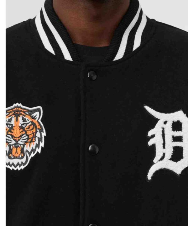Wordmark Detroit Tigers Black and White Varsity Jacket
