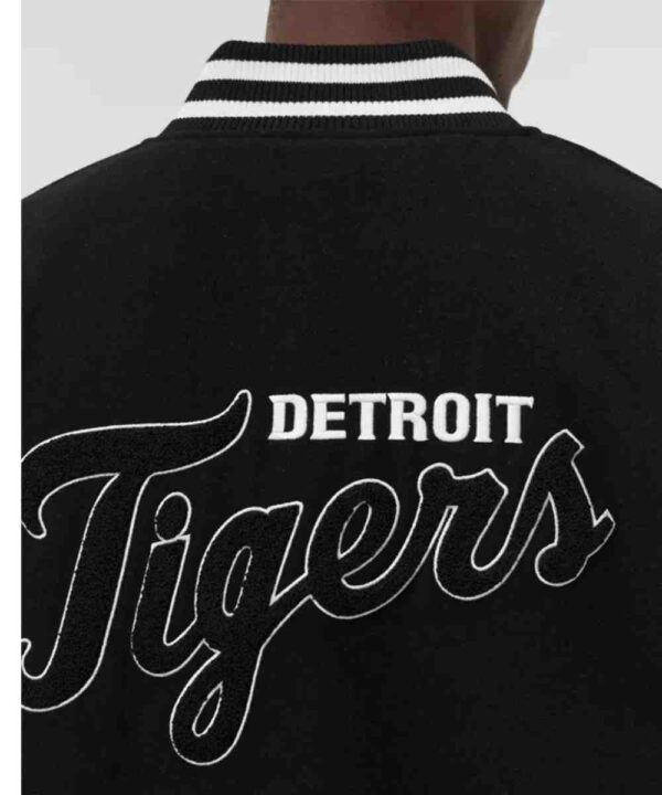 Wordmark Detroit Tigers Black and White Varsity Jacket