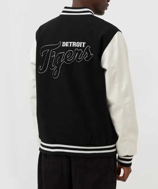 Wordmark Detroit Tigers Black and White Varsity Jacket