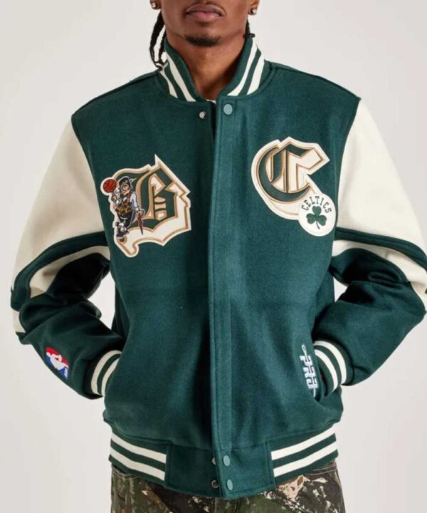 Boston Celtics Green and Off White Varsity Wool Jacket - Forever Jackets