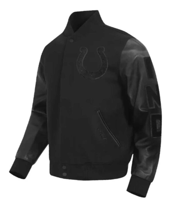 Indianapolis Colts Triple Black Varsity Wool/Leather Jacket