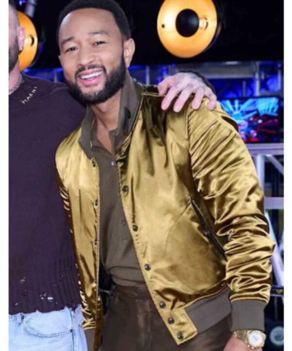 John Legend The Voice Olive Silk Bomber Jacket