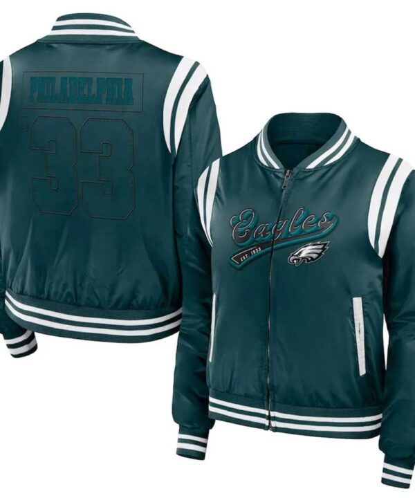 Philadelphia Eagles Green Bomber Full-Zip Jacket