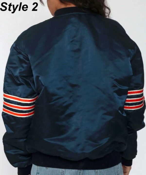 Chicago Bears Navy Blue Bomber Satin Jacket - Forever Jackets