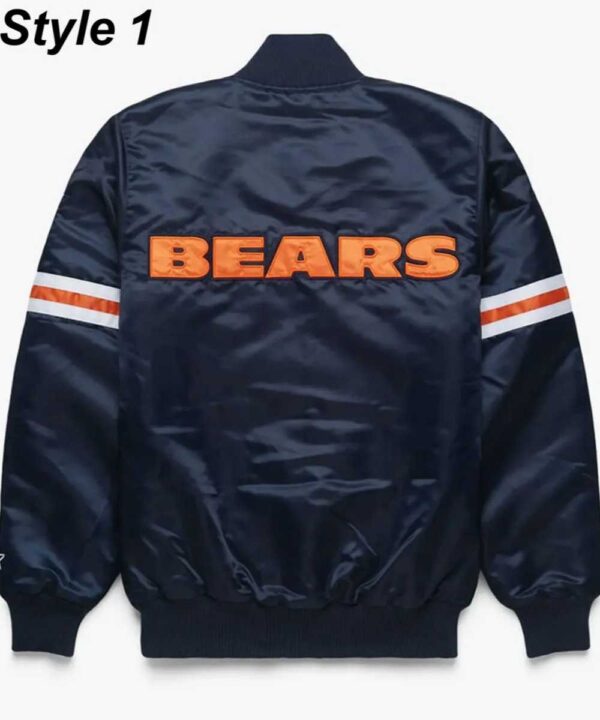 Chicago Bears Navy Blue Bomber Satin Jacket - Forever Jackets