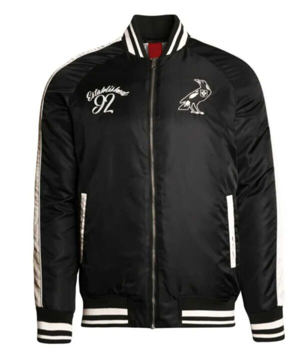 Collingwood Magpies Vintage Black Bomber Full-Zip Jacket - Forever Jackets
